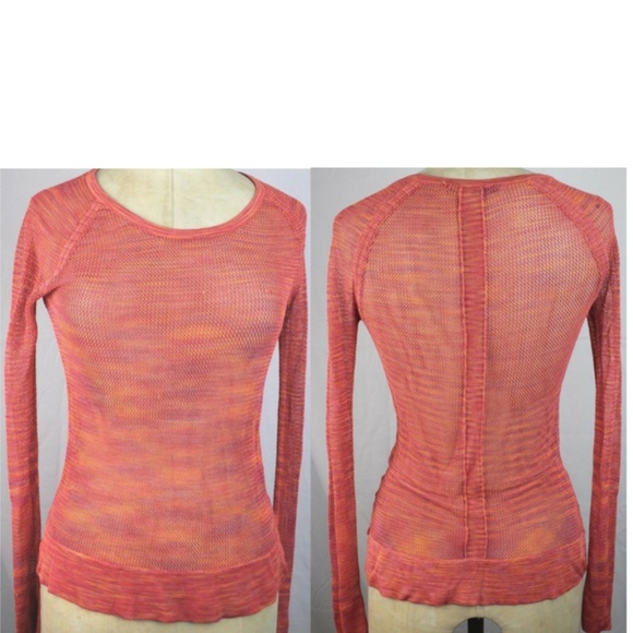 orange mesh long sleeve top